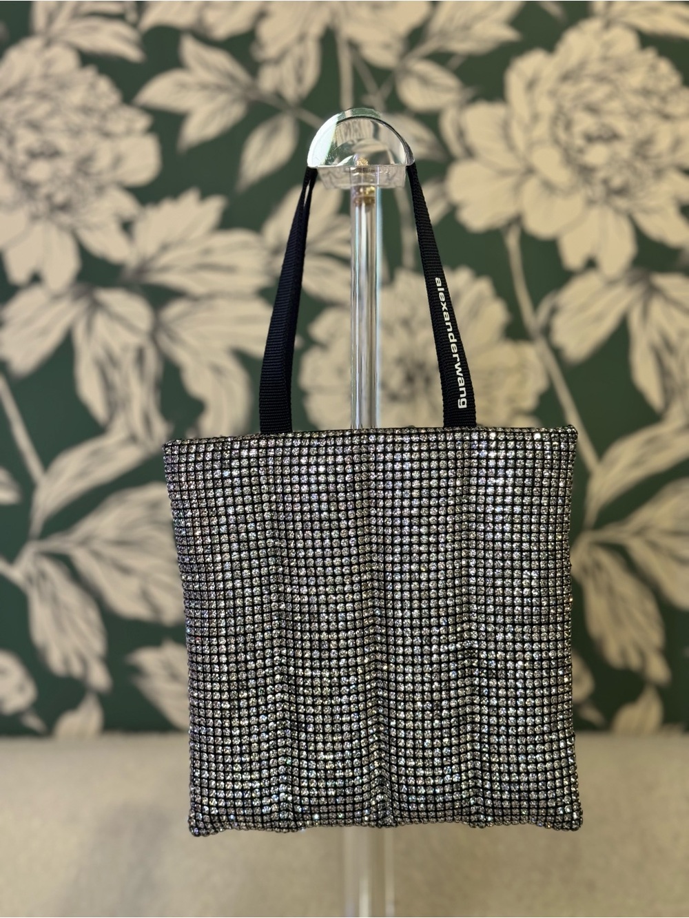 Alexander Wang Black Crystal Mesh Tote EUC no missing stones